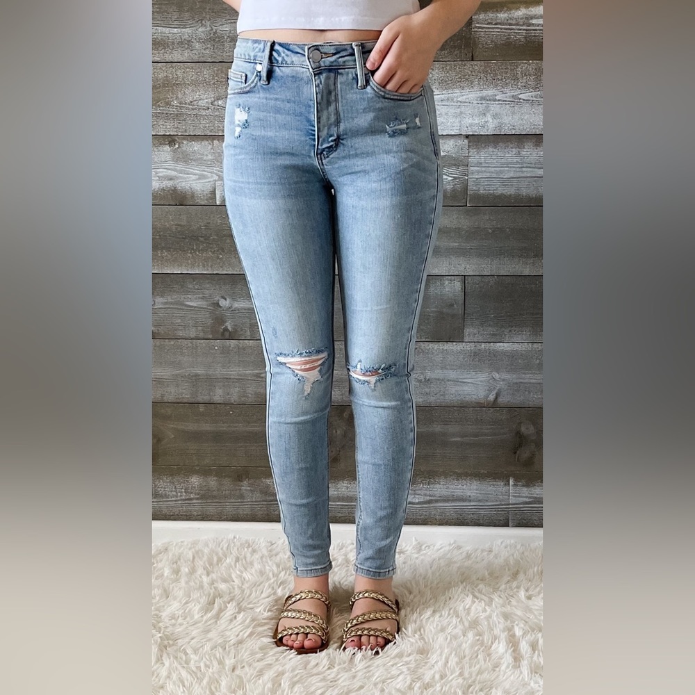 Women's Light Blue Distressed Jeans